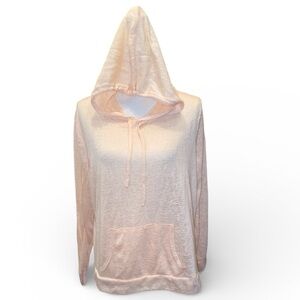 WEATHERPROOF Vintage Semi Sheer Hoodie Pullover Front Pocket Peach SZ Large